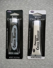 LOT OF 2 NEW FUN WORLD PROFESSIONAL CREAM MAKEUP BLACK  WHITE 7 OZ TUBE NIP