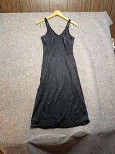 Vintage Warners Black Lace Slip Dress Size 34 Nightgown Knee Length Lingerie