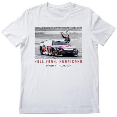 Carson Hocevar 2026 Hell Yeah Hurricane 1st Cup Win Talladega T-Shirt White