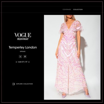 $4590 Temperley London 'West' Iridescent Crystal Pink and Cream Runway Gown  | eBay