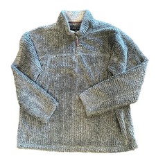 True Grit Womens XL Olive Green Corduroyed Fleece Pullover Quarter Zip