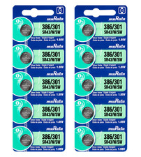 Murata 386/301 SR43/W/SW Silver Oxide Battery 10 Count 