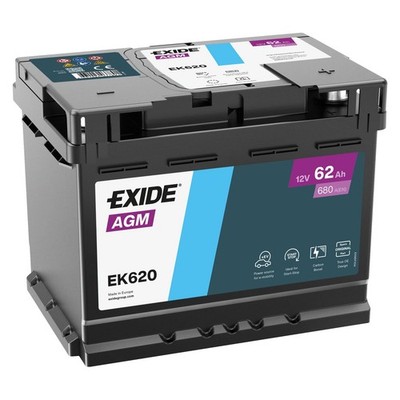 Exide EK620 62Ah 12V AGM Start-Stopp Autobatterie Micro-Hybrid