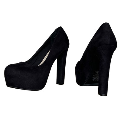 Divided Plateau Pumps Damen Schwarz Größe UK 6 EU 39 Wildlederimitat Pumps Absatzschuhe