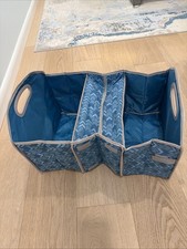Organisateur de voiture à motifs bleus avec fermeture éclair centrale pour une organisation facile