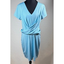Vineyard Vines Sankaty Striped Wrap Dress medium preppy beach resort wear v neck