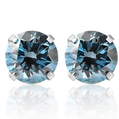 1 Ct T.W. Blaue Lab Grown Diamant Ohrstecker 14K Weißgold Ohrringe