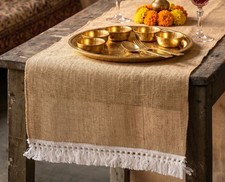 SHOPCREW Natural Jute Burlap Table Runner   Rustic Table Decor Runner