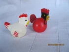 Vintage Fisher Price Little People 2 CHICKENS For Farm Red Rooster and White Hen