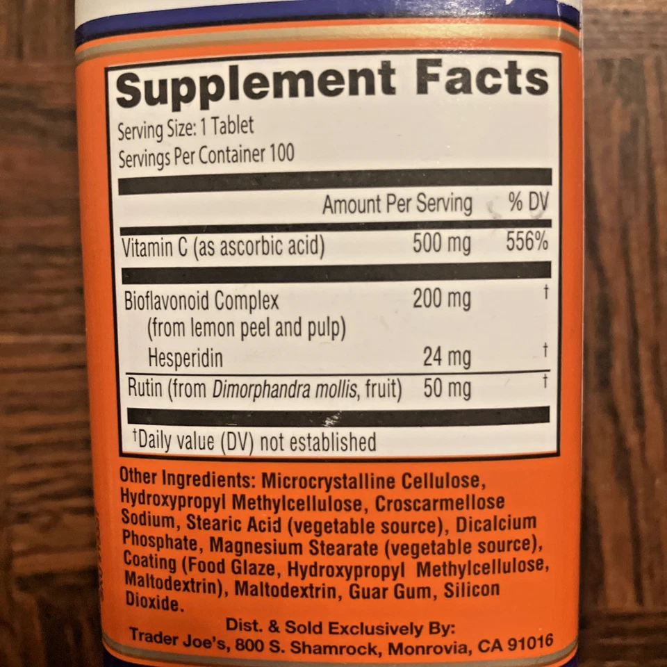 6 EA Trader Joe's Vitamin C Complex Synergistic C 500 MG. Vitamin C & Others - Image 3 of 4