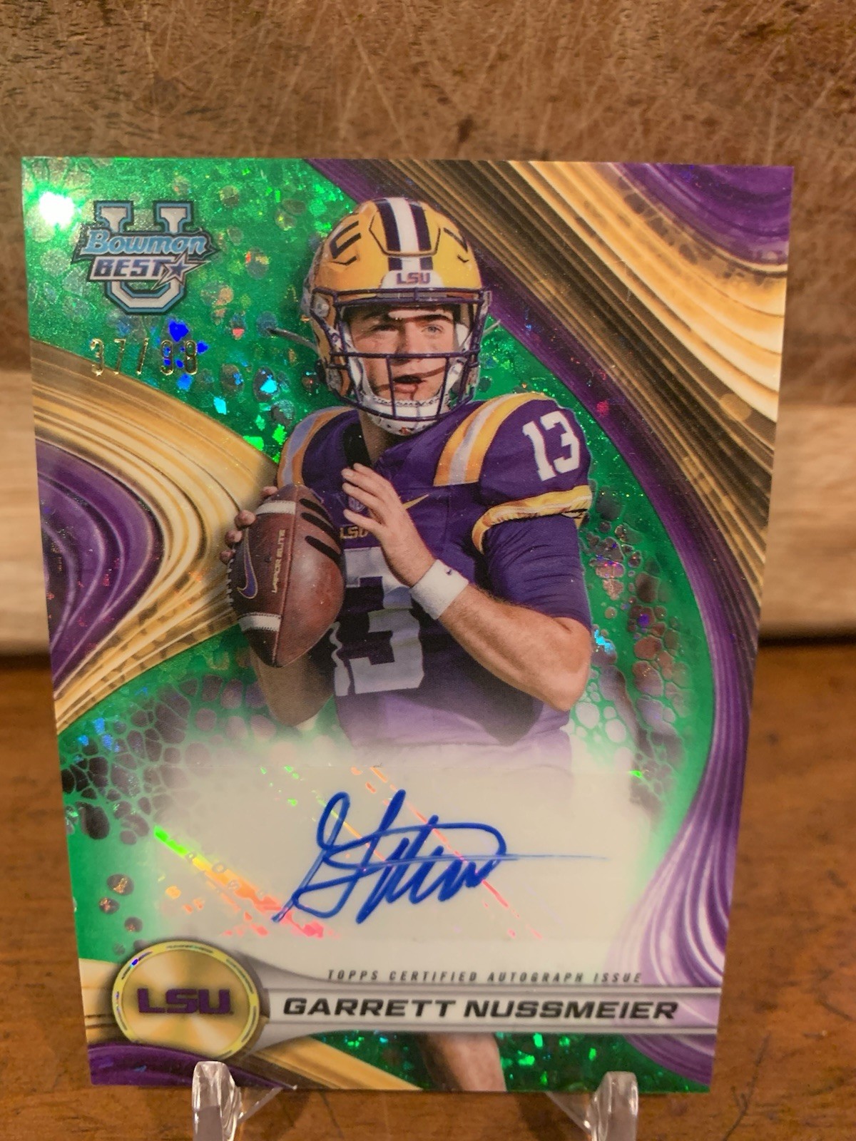 Garrett Nussmeier Auto 2024 Bowman University Best #BOA-GN Green Diamond #37/99