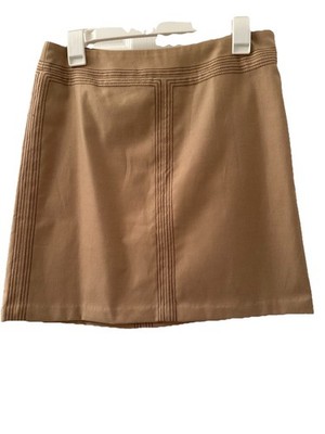 Mexx Short Pencil Skirt. Size S/M. (6-8). Camel. Brown Topstitching. Business