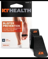 KT Health Blister Prevention Tape – 30 Precut Strips for Blister Protection -BLK