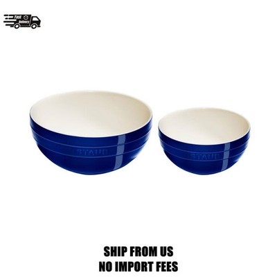 Staub Stoneware2-pc, Large Mixing Bowl Set, dark blue
