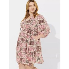 Torrid Mini Washable Gauze Tunic Dress Paisley Women 2X Pink