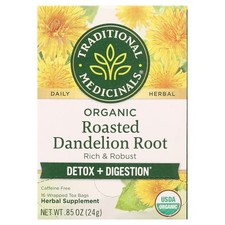 Organic Roasted Dandelion Root Tea Bags Herbal Caffeine-Free Detox 16 Count