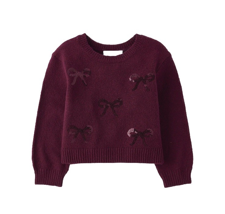 The Children’s Place Toddler Girls Maroon Sequin Pullover Sweater Size 5T
