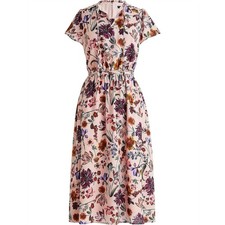 J. Crew Faye Dress  A-line Midi in Blush with Floral Print Women's Medium