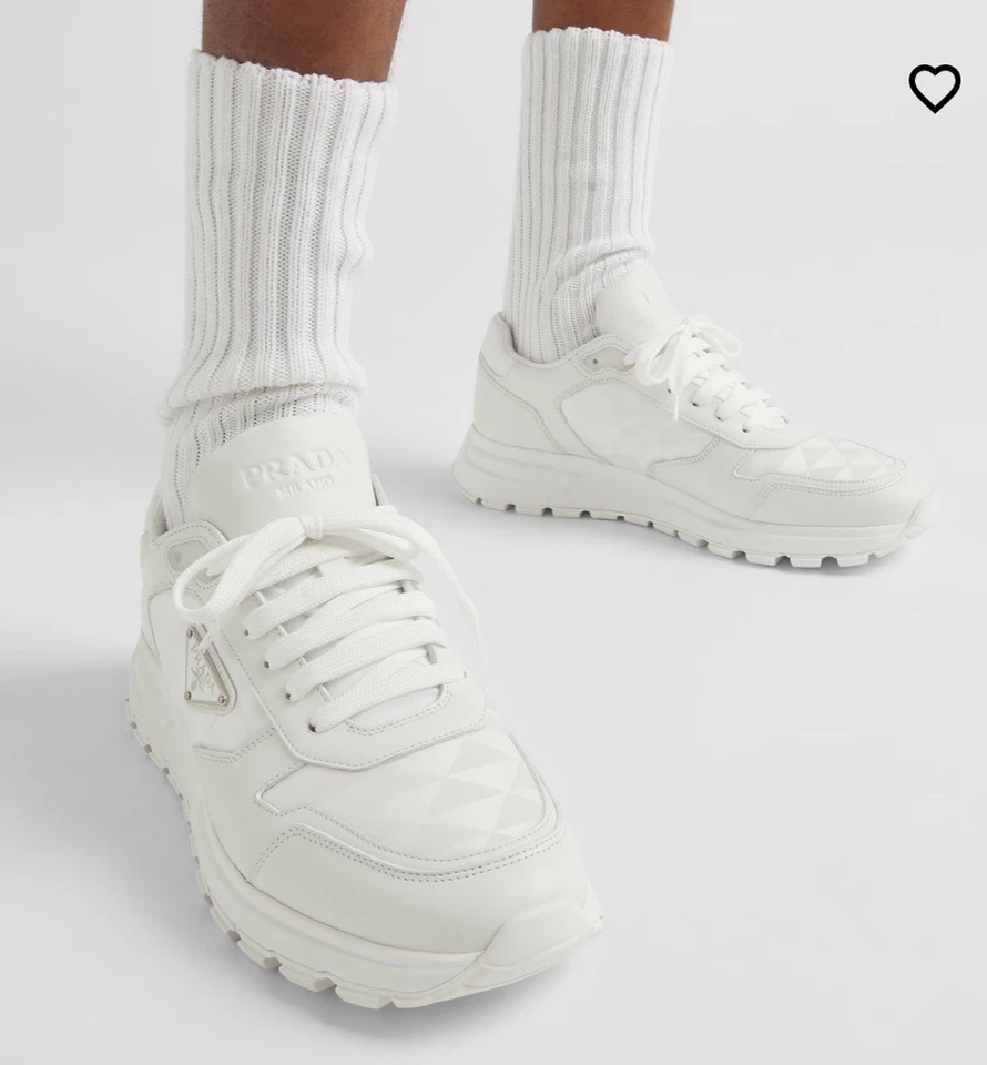 Zapatillas altas Prada de cuero blanco y Re-Nylon talla 11 Foto 2 de 4