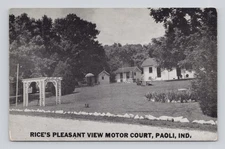 Postcard  Rice's Pleasant View Motor Court in Paoli, IN ~ Unposted