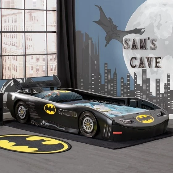 Batman Twin Bed Batmobile Kids Car Furniture Child Racing Wheels Sport Guardrail - Image 2 of 4