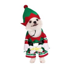 Mogoko Dog Cat Christmas Elf Costume, Funny 9.4"Neck Girth, 13.0"Chest, green