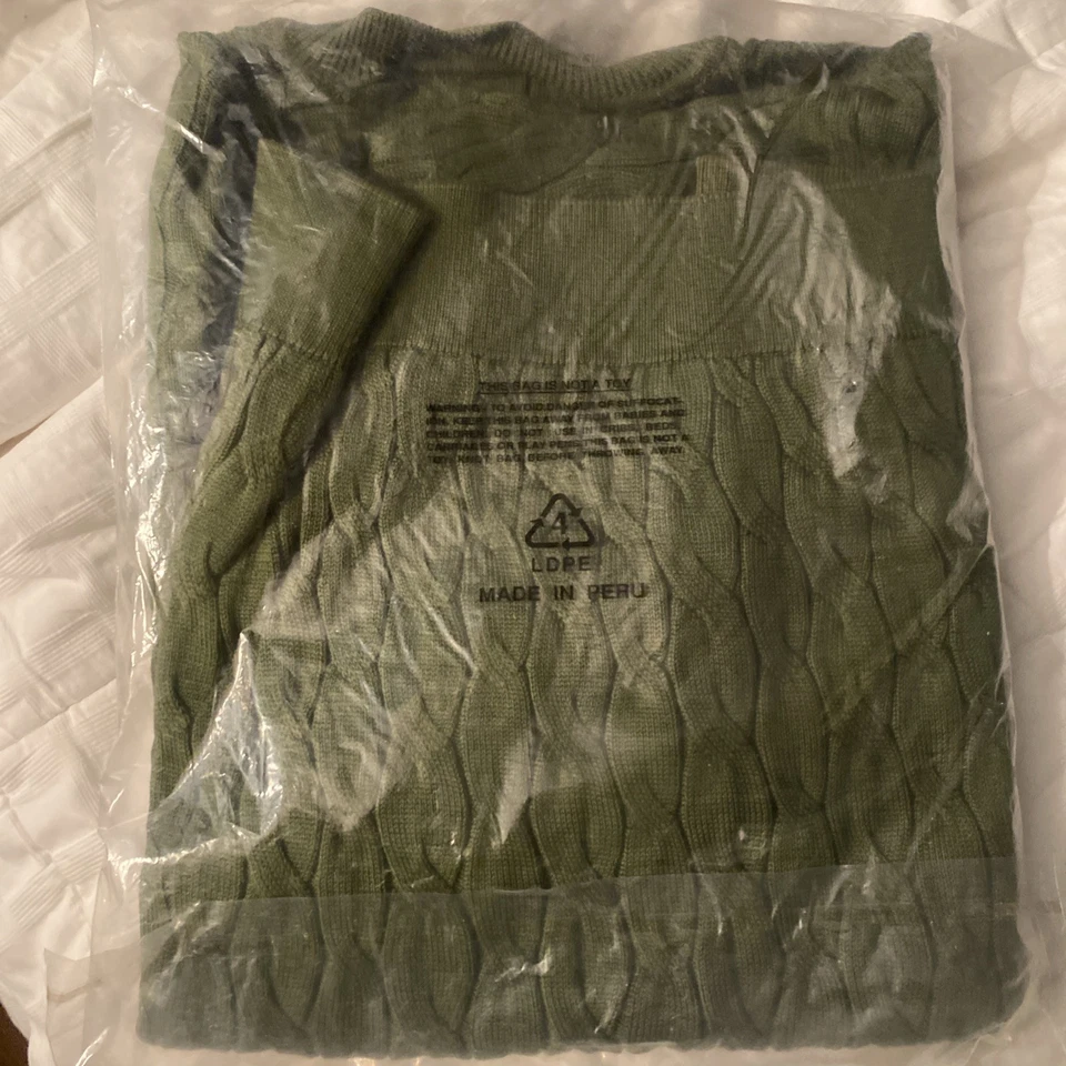 Talbots Men's Cable Knit Sweater 100% Cotton, Tan, Fishermen Style, Size L - Image 3 of 3