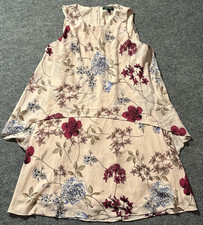Lauren Ralph Lauren Dress Womens 16 Floral Pastel Pink Burgundy Red Blue Layered
