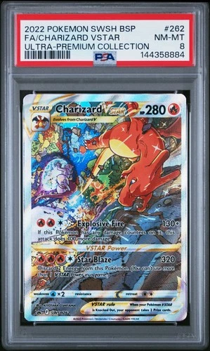 2022 POKEMON SWSH BLACK STAR PROMO #262 FULL ART/CHARIZARD VSTAR PSA 8