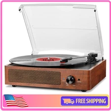 Vinyl Record Player Turntable with Built-In Bluetooth Receiver & 2 Stereo Sp....