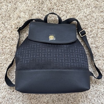 Tommy Hilfiger Joy II Flap Backpack - Black Tonal Monogram Jacquard NWOT