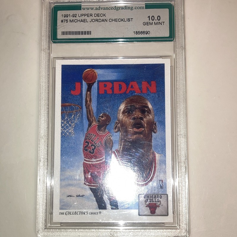 AGS 10 Upper Deck 1991-92 Michael Jordan Lot 2 Checklist #75, Stay in School #22