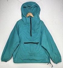 Vtg LL Bean Anorak Pullover Jacket Mens XL 1/4 Zip Windbreaker Teal USA Made 90s