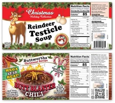 FUNNY CHRISTMAS Soup Chili Fart Can Labels STOCKING STUFFER Joke Gag Gift Santa