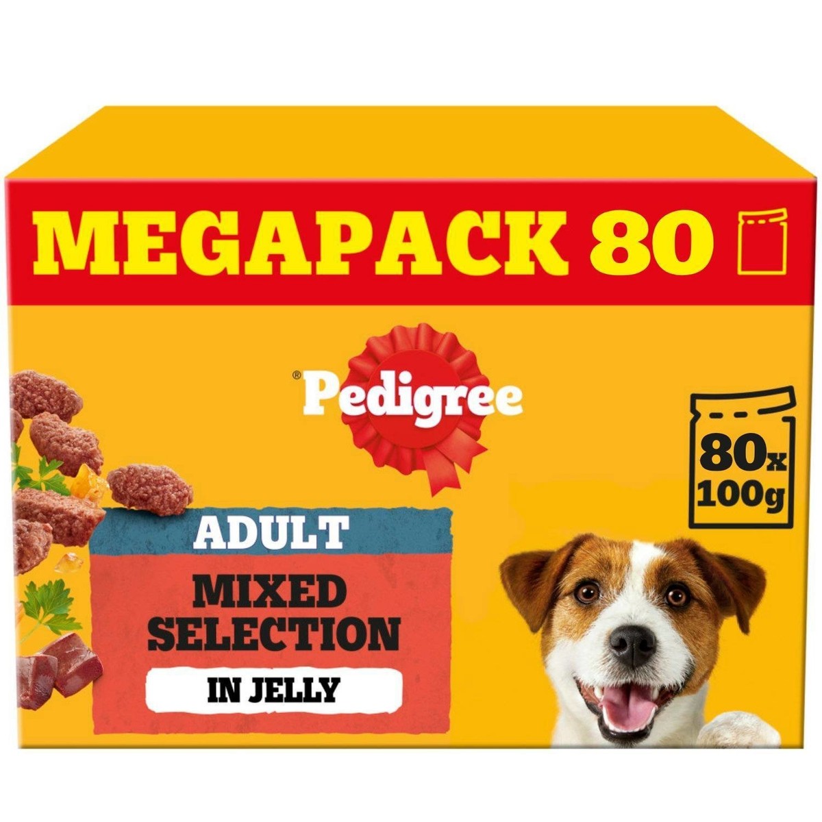 80 x 100g Pedigree Adult Wet Dog Food Pouches Mixed Selection in