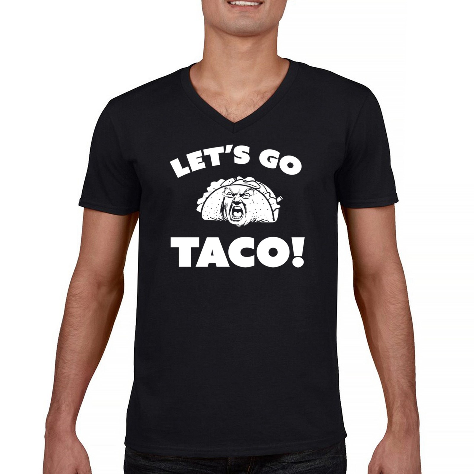 ALTRA T shirt uomo scollo a V Let's Go TACO antitrump democratico no re protesta