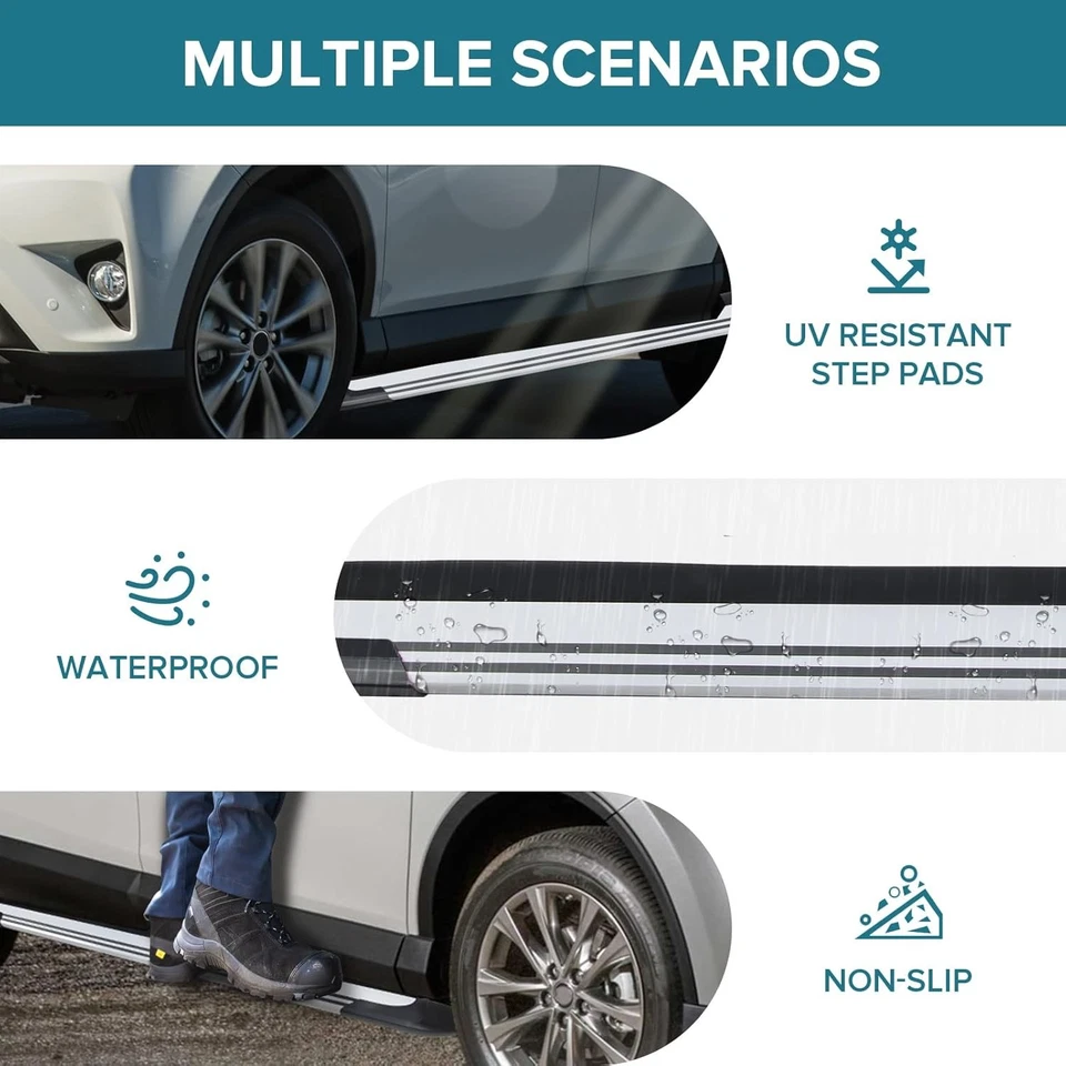 Pranchas de corrida para Toyota RAV4 2016 2017 2018, degrau lateral removível preto alumínio - Imagem 2 de 4