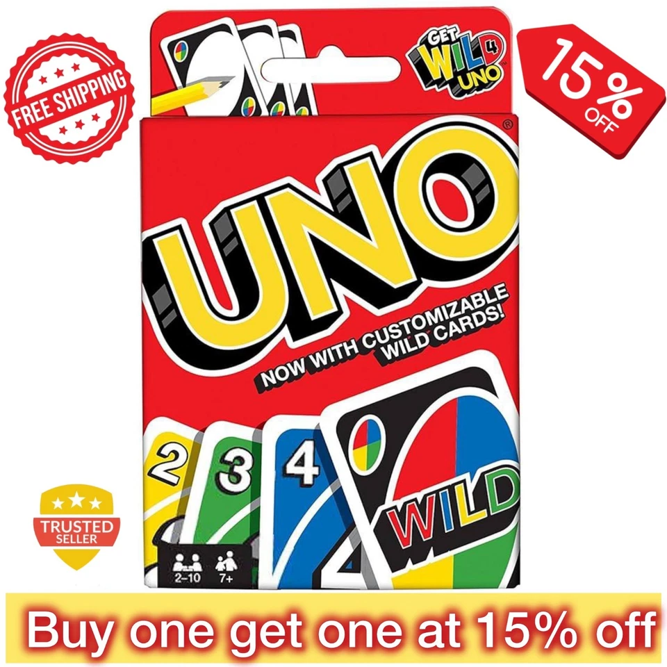 Mattel Wild UNO Kartenspiel 112 Karten Familie Kinder Freunde Party Geschenk UK UNO