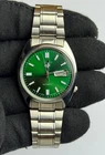 Vintage Seiko 5 Mens watch automatic Japan Day/date Green dial
