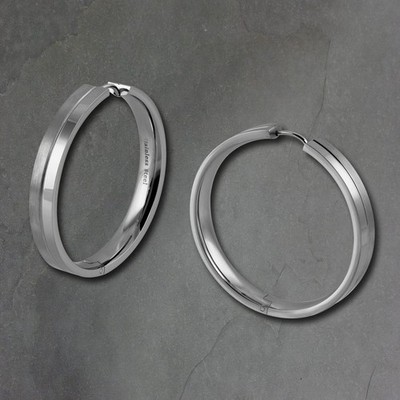 Amello Damen Edelstahl Ohrringe Creolen silber 40mm ESOS814