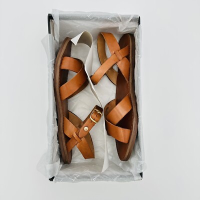 Dune London Leather Cross Strap Sandal Tan SIZE 6 EU-39 5IILAVELL