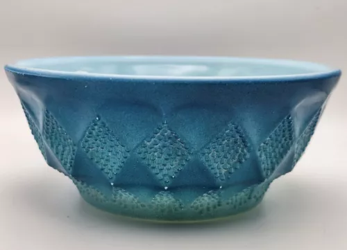 Fire King Anchor Hocking Two Tone Blue Kimberly Diamond 5” Cereal Bowl MCM