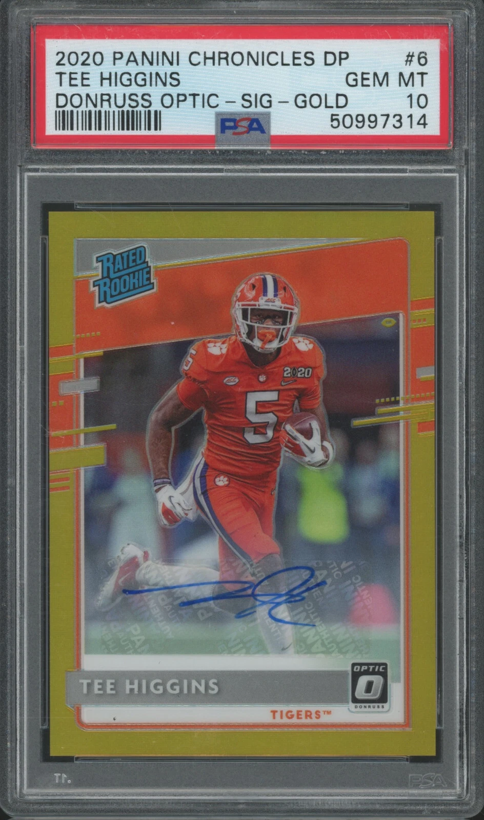 Tee Higgins Panini Chronicles Draft Picks Donruss Optic Rated Rookies #6 Signature-Green