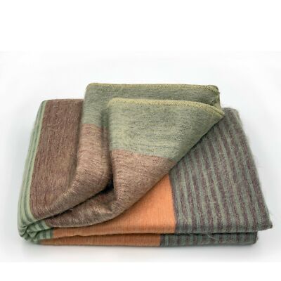 SOFT & WARM STRIPED ALPACA LLAMA WOOL BLANKET PLAID 90''x70'' QUEEN BED SOFA COUCH