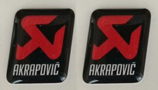2 Adhésifs Stickers Akrapovic Échappement Moto Auto Blanc 50 MM 3D Résine Carré