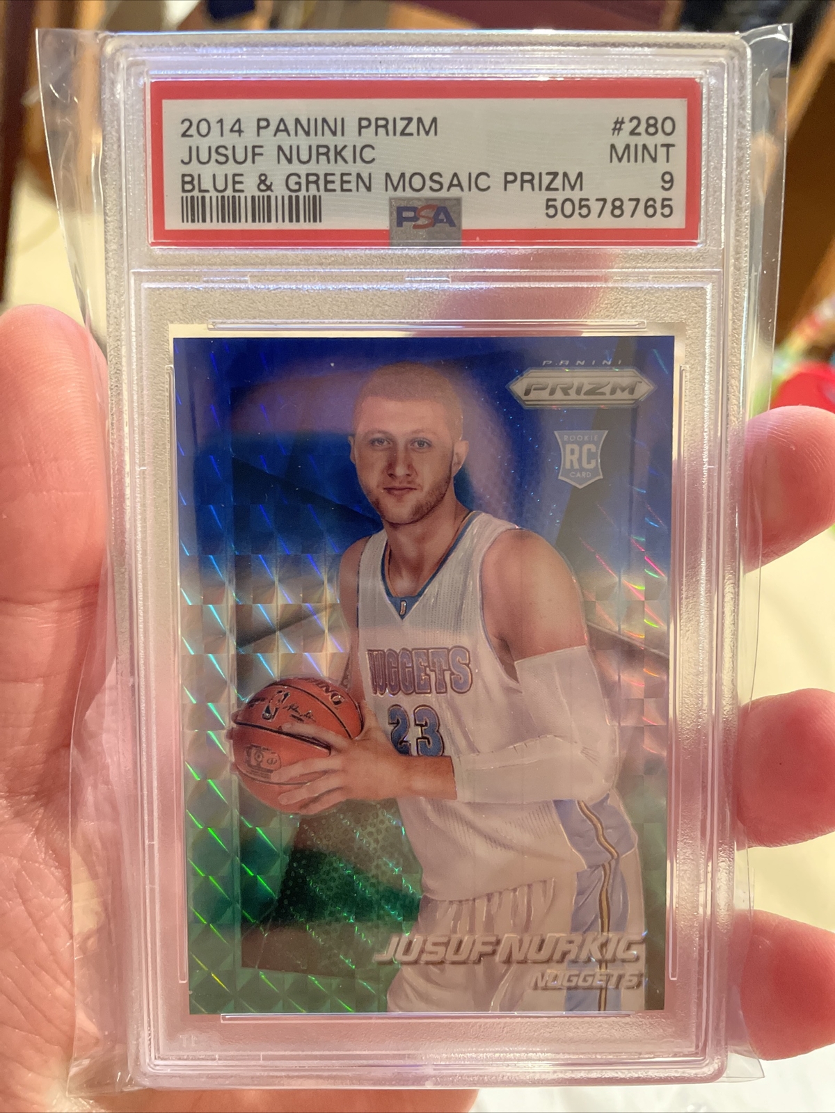Jusuf Nurkic 2014-15 Panini Prizm BLUE GREEN MOSAIC Rookie Card RC #280 PSA 9