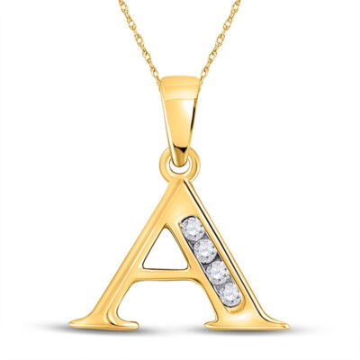 Dazzlingrock Collection 0.05 Carat Diamond Initial Pendant - 14K Yellow Gold With 18 Inch Chain
