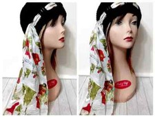crochet womans handmade scarf hat beanie chemo christmas gnomes black USA made