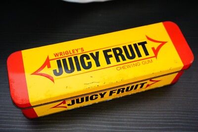 Wrigleys Gum Juicy Fruit Yellow Tin Storage Container