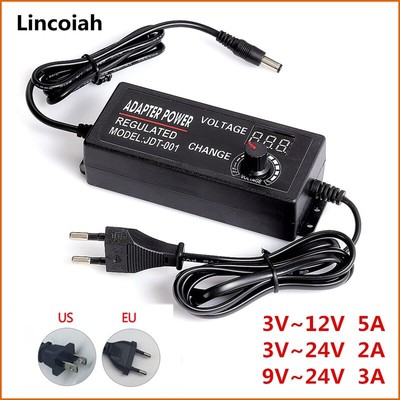 Adjustable 3V 5V 6V 9V 12V 15V 18V 24V 1A 2A 3A 5A Universal AC/DC Adapter